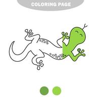 Simple coloring page. Lizard for kids in doodle style. Vector sketch on white