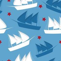 Columbus Day pattern repeat seamless in blue color for any design. Vector