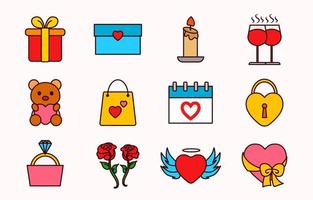 conjunto de iconos de san valentín vector