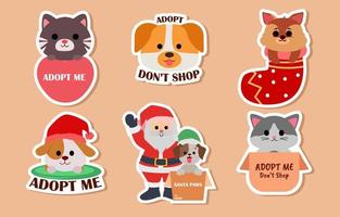 Santa Paws with Cute Dog Sticker Concept vector