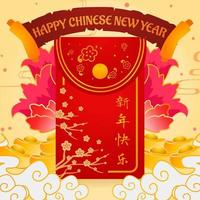 concepto de año nuevo chino de bolsillo rojo vector
