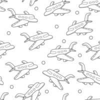 airplane seamless pattern vector. Isolated white background in cartoon style vector