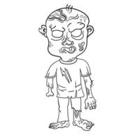 Funny zombie. Page for coloring book. Vector illustration isolated on a white