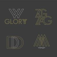 Set of 4 vector logos. Abstract Letters in a linear style