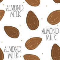 Leche de almendras - vector conjunto de elementos de diseño y patrón para el fondo de embalaje