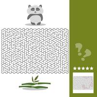 Panda Maze Game - help hungry panda find right way to his bamboo - with solution vector