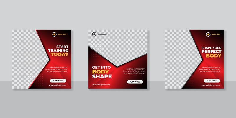 Gym and fitness social media post banner template Category Sports