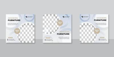 banner web cuadrado de promoción moderna para la venta de muebles en las redes sociales vector