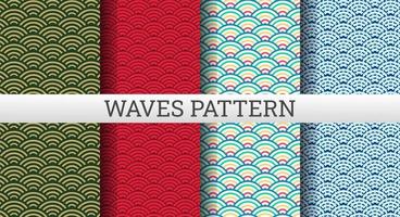 Set of Japanese waves pattern vector