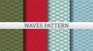 Set of Japanese waves pattern vector