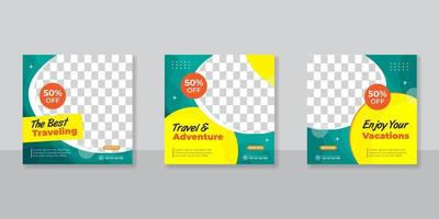 Social media design post travel, Template for social media post, template design for travel ads. vector