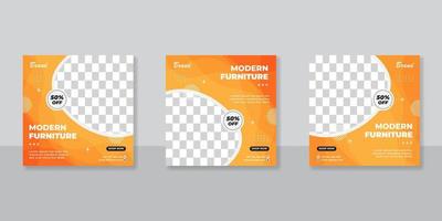 Modern furniture promotion square web banner for social media post template. Elegant sale and discount promo backgrounds for digital marketing. vector