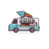 Food truck vehicle ice cream shop illustration. ice cream truck vector. ice cream shop collection vector