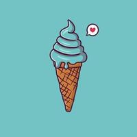 Ilustración de icono de vector de dibujos animados de helado. postre, comida, icono, concepto, aislado, vector