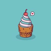 Ilustración de icono de vector de dibujos animados de helado. postre, comida, icono, concepto, aislado, vector