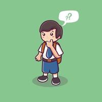 a male student who is thinking. a cute student vector. back to school background. confused expression vector