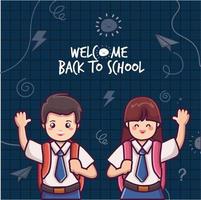 teacher vector with black board back to school. back to school background. boy in school uniform