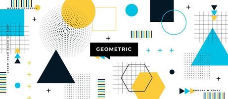 Abstract geometric memphis style shape, dots, lines pattern with lines diagonally on white background vector