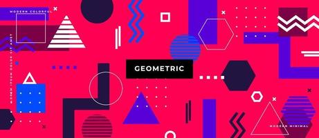 Abstract pop art color geometric basic shape pattern background. Vector overlay geometric design of trendy Memphis 80s-90s style. Abstract Memphis style background