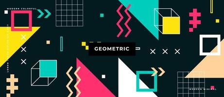 colorido patrón geométrico sin costuras en el fondo de estilo retro de los años 80, forma de polígono, línea, punto vector