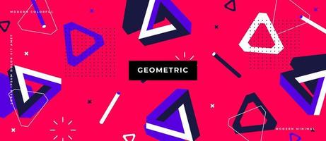 Memphis 90s background seamless pattern with 3d geometric elements vector illustration for fashion textile print and wallpaper. Symbols of triangle, pyramid, stair decoration isometric style.