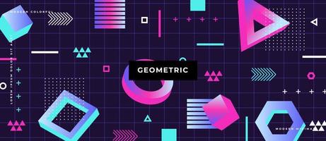 3d Memphis seamless pattern. Geometric elements memphis in the style of 80's. Trendy retro background. vector