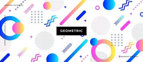 Colorful gradient memphis style geometric shape background, vector