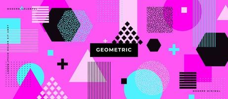 Geometric elements memphis shapes, Retro style texture, polygon shape pattern background. vector