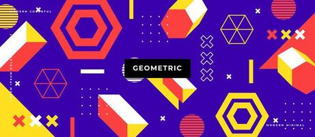 Abstract Bauhaus or Memphis geometric shapes and composition. Retro elements, geometric pattern for banner, poster, leaflet. Design background vector geometric