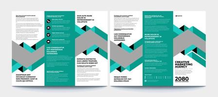 Tri fold brochure design with line shapes, corporate business template for tri fold flyer. Creative concept folded flyer or brochure. vector