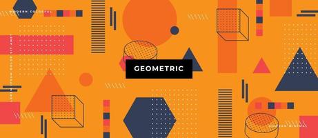 Design elements in 80s memphis geometric style. Geometry banner in retro style. Abstract background. vector