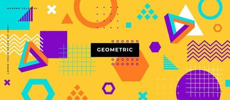 Geometric seamless pattern in the style of the 80s. Memphis style elements, shape, dot, line Colorful abstract background. vector