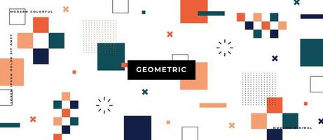 Abstract Colorful Memphis Square Background. Trendy geometric abstract square template. vector