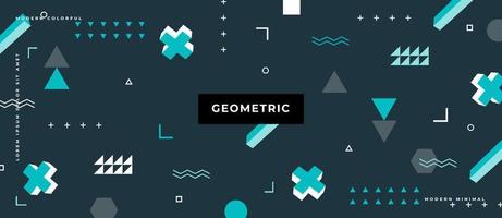 Memphis color abstract geometric shapes patterns. Simple geometric elements of triangle, line, circle in hipster fashion memphis style. vector