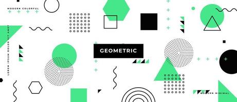 Patrones de formas geométricas abstractas de color de Memphis. elementos geométricos simples de triángulo, línea, círculo en estilo memphis de moda hipster sobre fondo blanco. vector