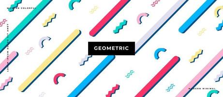 Memphis style geometric shapes motion background. vector