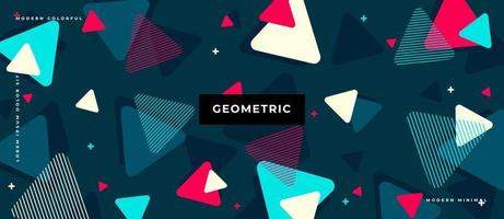 Memphis style geometric triangle shape retro style background pattern. vector