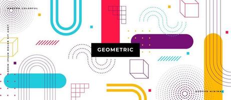 Memphis style abstract background with geometric shapes. vector