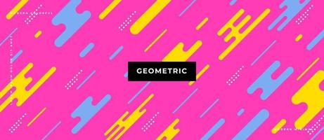 Geometric memphis style, Seamless moving lines, dot pattern in neon color background. vector