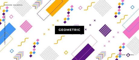 Abstract pop art color geometric basic shape pattern background. Vector overlay geometric design of trendy Memphis 80s-90s style. Abstract Memphis style background