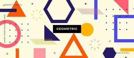 Abstract pop art color geometric basic shape pattern background. Vector overlay geometric design of trendy Memphis 80s-90s style. Abstract Memphis style background.