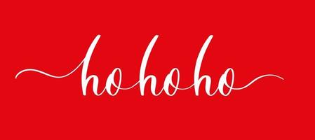 ho ho ho - texto escrito a mano en blanco sobre fondo rojo. vector