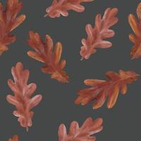 Vector seamless background with autumn oak leaves.