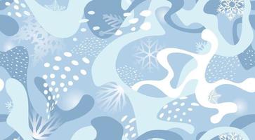 Snow seamless pattern. Abstract floral winter pattern with dots and snowflakes. Ornamental flourish seasonal drawn texture. Winter holiday backdrop. Artistic stylish backgroun. Christmas collection. vector