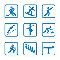 conjunto de iconos de deporte de invierno. signos del club olímpico de invierno, ejercicios de fitness vector