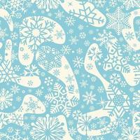 Snow seamless pattern. Abstract floral winter pattern with dots and snowflakes. Seasonal drawn texture. Winter holiday backdrop. Artistic stylish tiled background from Christmas collection. vector