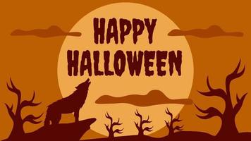 Silhouette of Howling Wolf in Front of Moon Light. Great to use on Halloween and Trick or Treat Party. vector