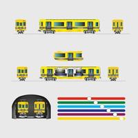 subte o subte. diseño vectorial a escala. carrocería y chasis. interior del vehículo. tren de metro realista. vector