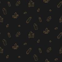 Seamless pattern with gold fairytale crystals gems. Vector background