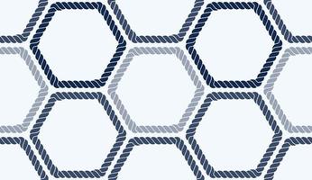 Seamless nautical rope pattern. Endless navy illustration with colorful loop ornament. Decorative geometric lines on dark blue backdrop. Trendy nautic maritime style. For fabric, wallpaper, wrapping vector